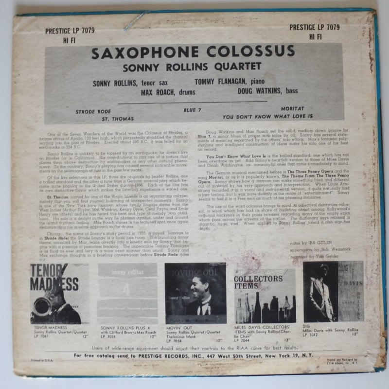 Sonny Rollins – Saxophone Colossus (Prestige Sonny Rollins – Saxophone Colossus (Prestige 