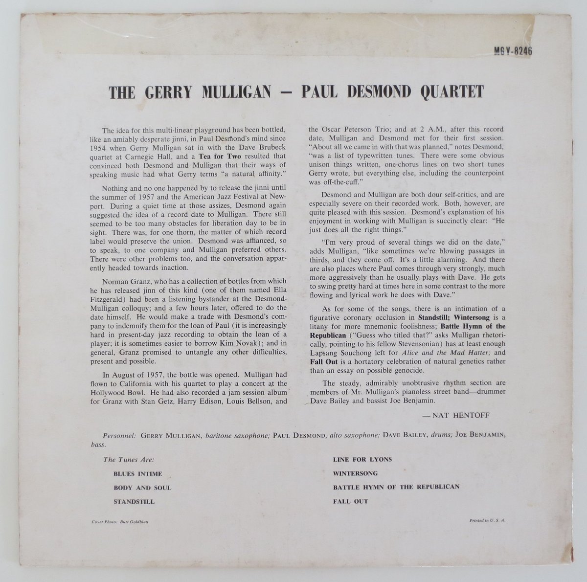 Gerry Mulligan - Paul Desmond Quartet ‎– Gerry