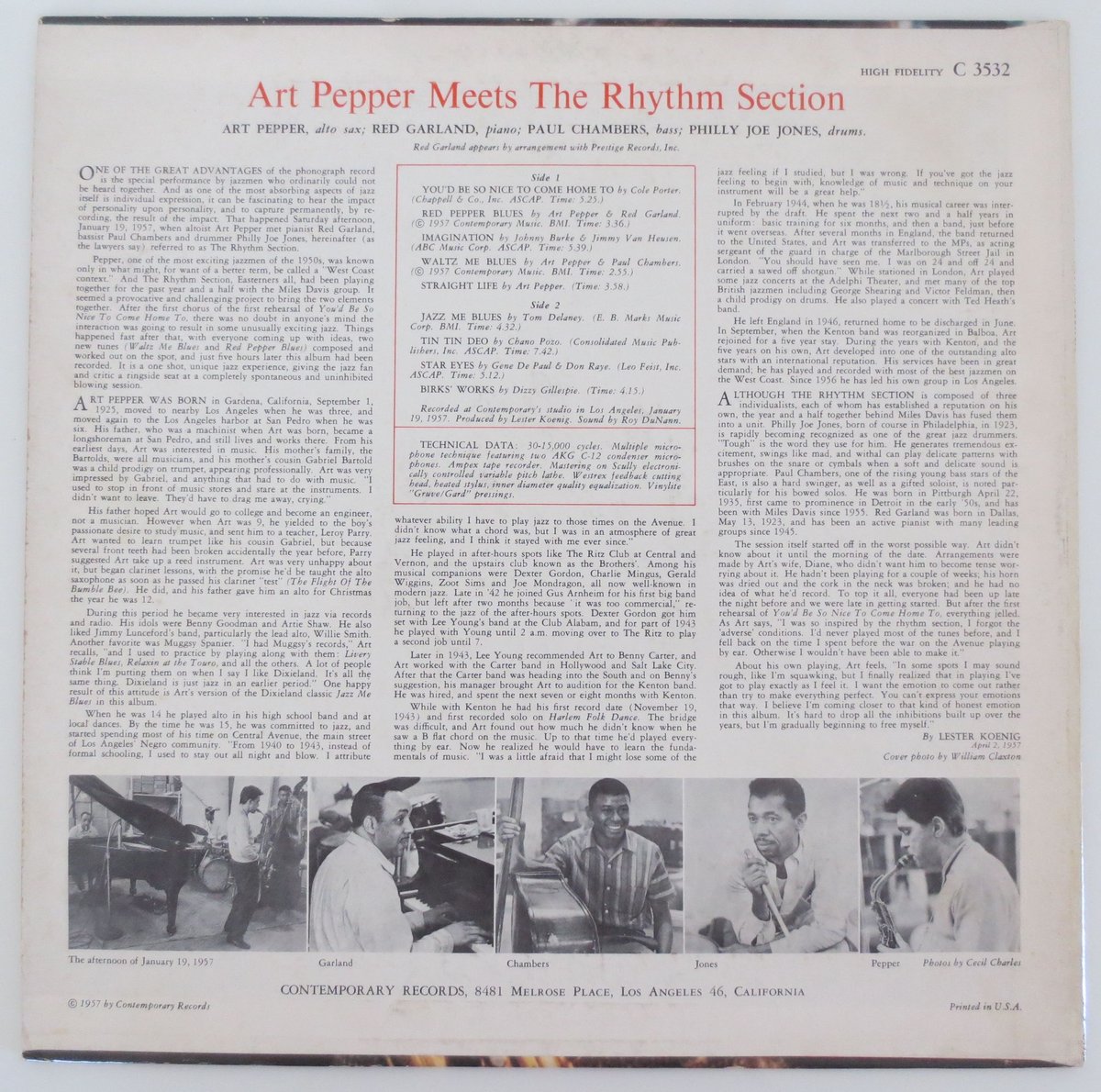 Art Pepper – Meets The Rhythm Section（Contempor