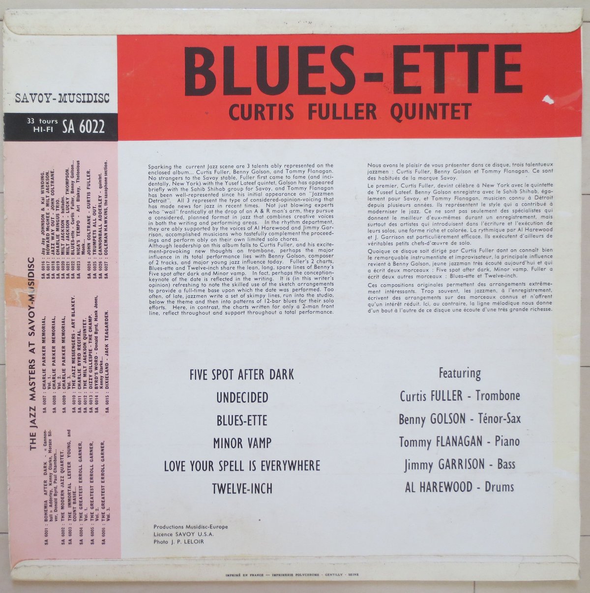 Curtis Fuller Quintet / Blues-Ette（仏Savoy SA 60