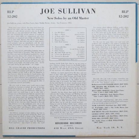 Joe Sullivan / New Solos By An Old Master (Riverside 12-202) mono