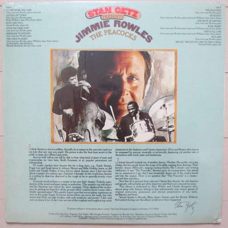Stan Getz Presents Jimmie Rowles ‎/ The Peacock