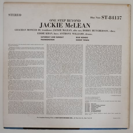 Jackie McLean ‎– One Step Beyond（Blue Note ‎– BST-84137）stereo