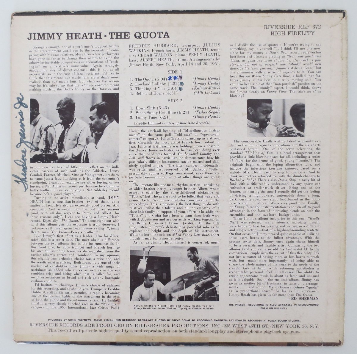 Jimmy Heath ‎– The Quota（Riverside ‎– RLP 372）m