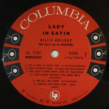 Billie Holiday With  Ray Ellis And His Orchestra  ‎– Lady In Satin（Columbia ‎– CL 1157）mono