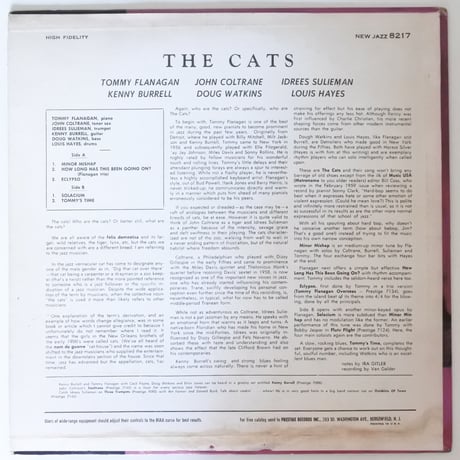 John Coltrane, Tommy Flanagan ‎– The Cats（New Jazz ‎– NJLP 8217）mono