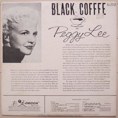Peggy Lee / Black Coffee With Peggy Lee（Decca ‎– DL8358）mono
