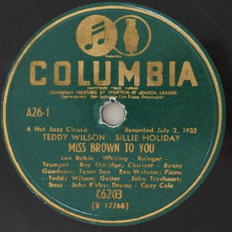 Billie Holiday ‎– Columbia Presents The Teddy Wilson Billie Holiday Album （Columbia Set A26 )mono