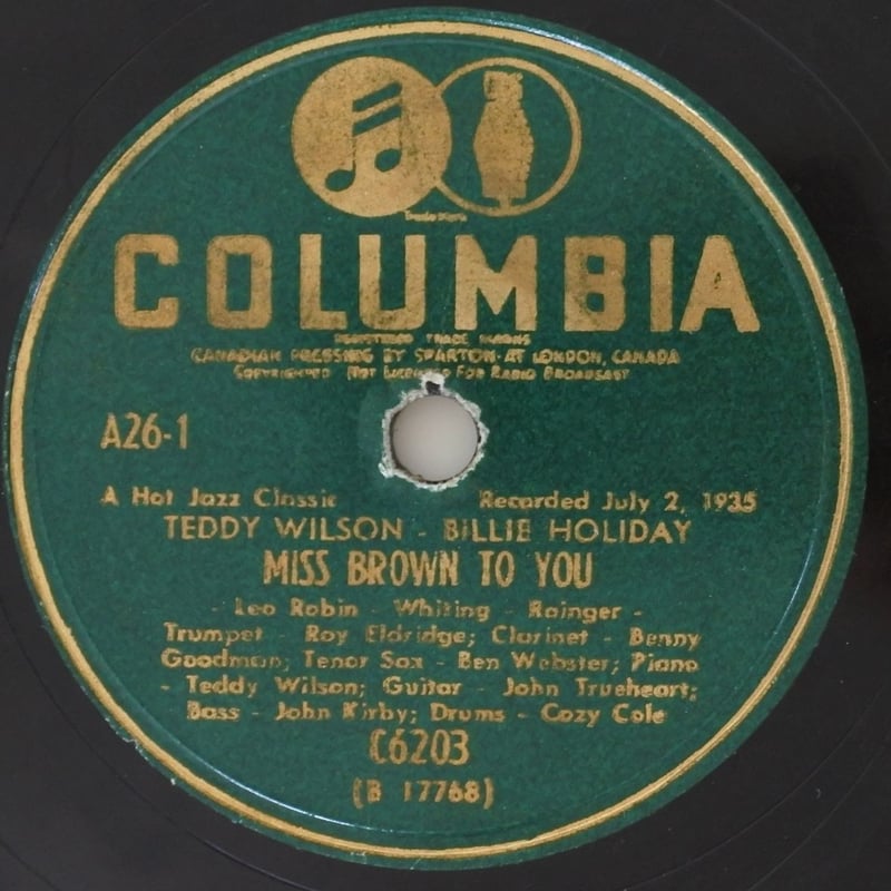 Billie Holiday ‎– Columbia Presents The Teddy W