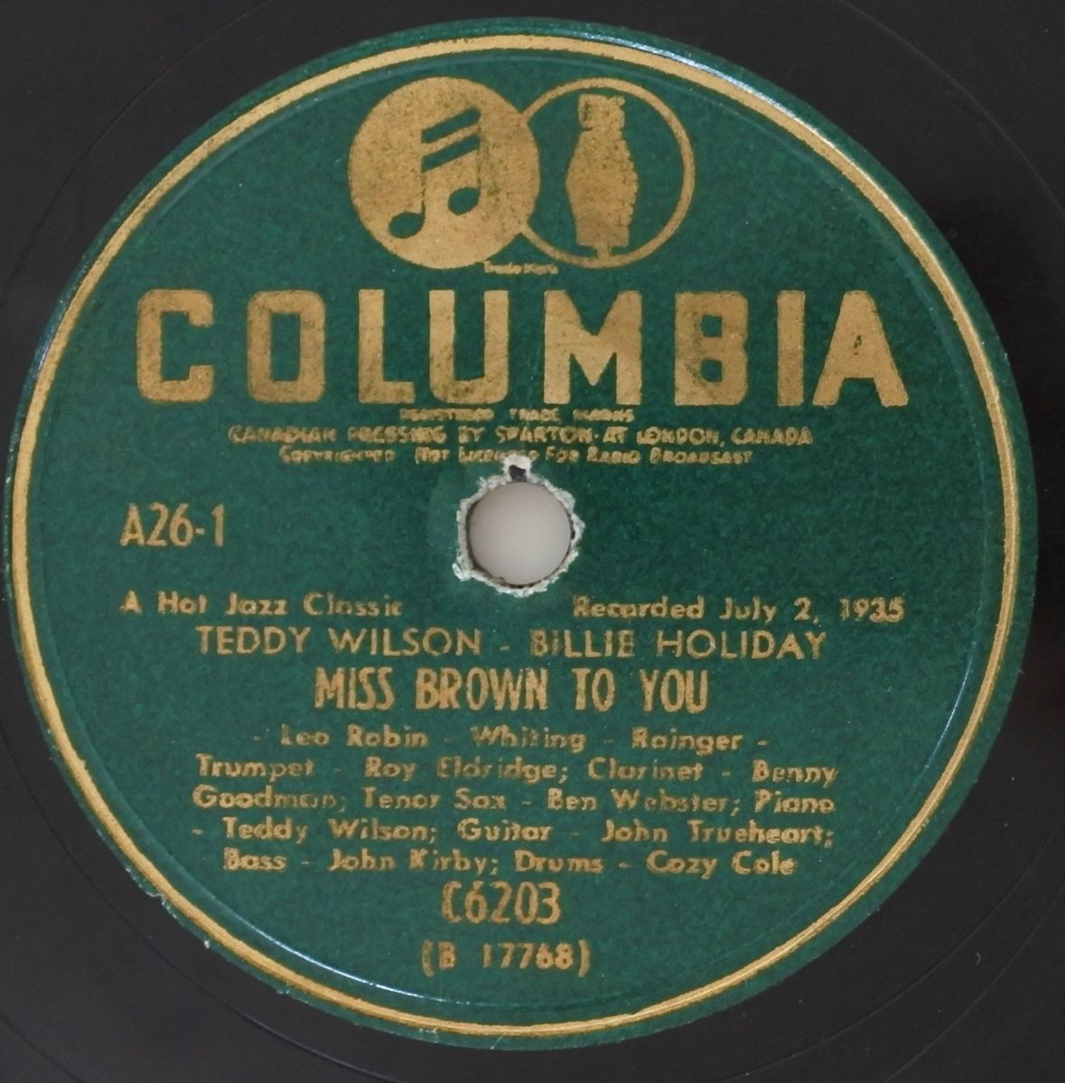 Billie Holiday ‎– Columbia Presents The Teddy W