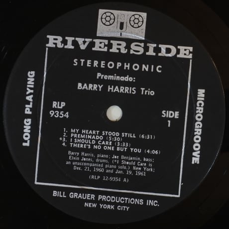 Barry Harris Trio  ‎– Preminado （Riverside Records ‎– RLP 9354 ）stereo