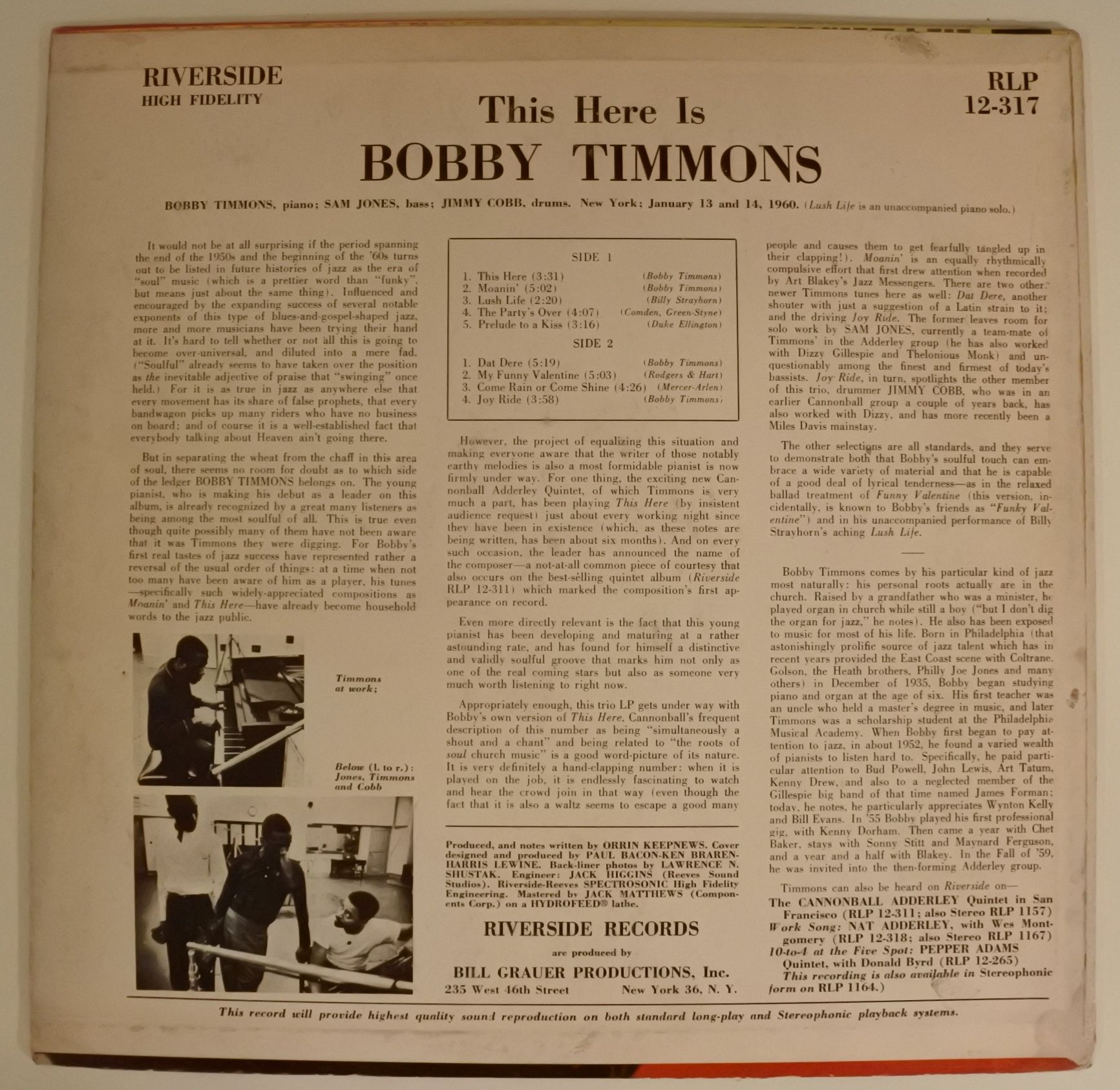 Bobby Timmons ‎– This Here Is Bobby Timmons（Riv