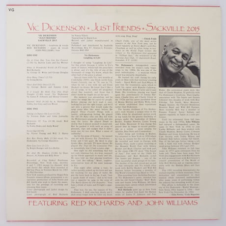 Vic Dickenson ‎– Just Friends （Sackville Recordings ‎– 2015）mono