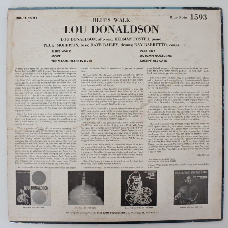 Lou Donaldson ‎– Blues Walk（Blue Note ‎– BLP 15