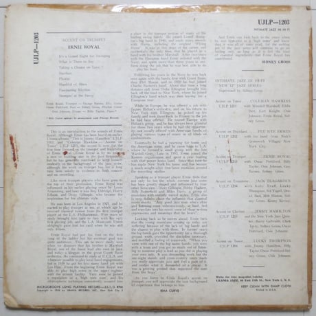 Ernie Royal ‎– Accent On Trumpet（Urania UJLP-1203）mono