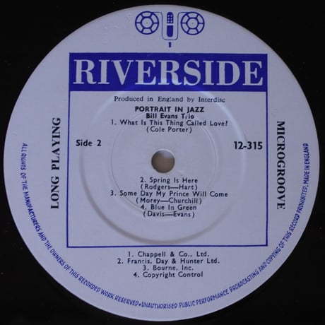 The Bill Evans Trio – Portrait In Jazz（Riverside Records – RLP 12-315）mono
