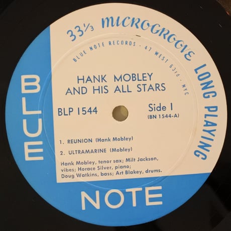 Hank Mobley ‎– Hank Mobley And His All Stars（Blue Note ‎– BLP 1544）mono