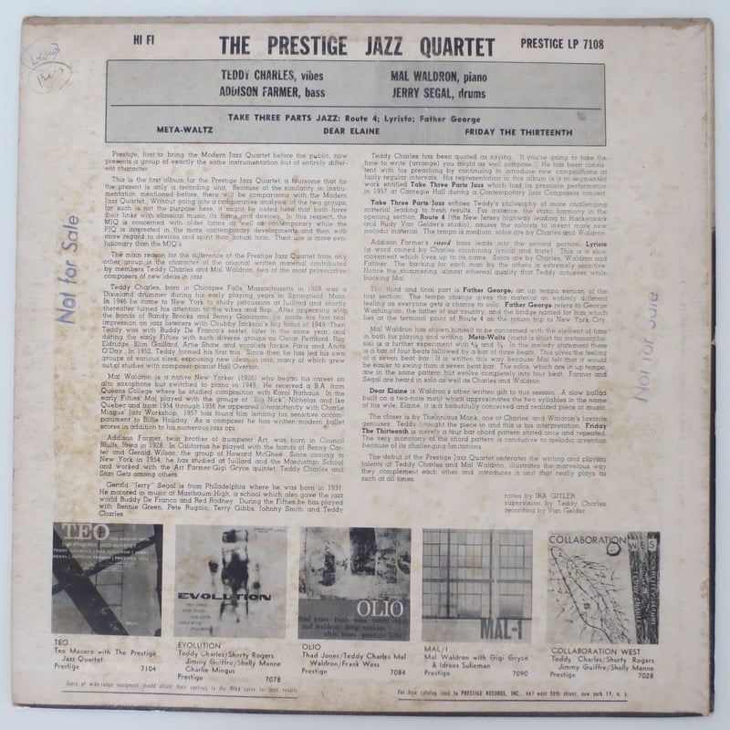 The Prestige Jazz Quartet ‎– The Prestige Jazz