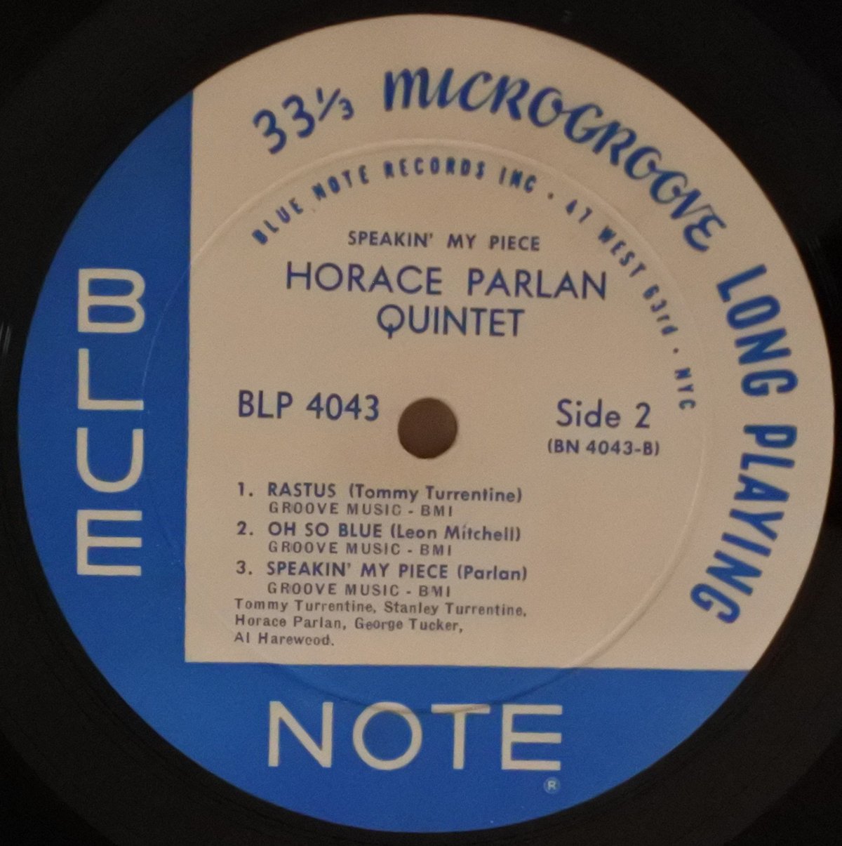 Horace Parlan Quintet ‎– Speakin' My Piece（Blue