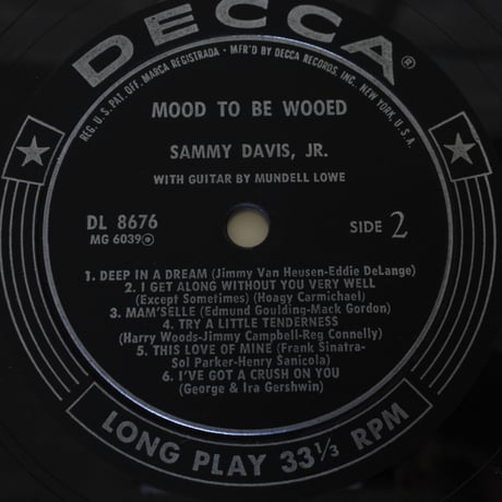 Sammy Davis Jr.  ‎– Mood To Be Wooed （Decca Records ‎– DL 8676）mono