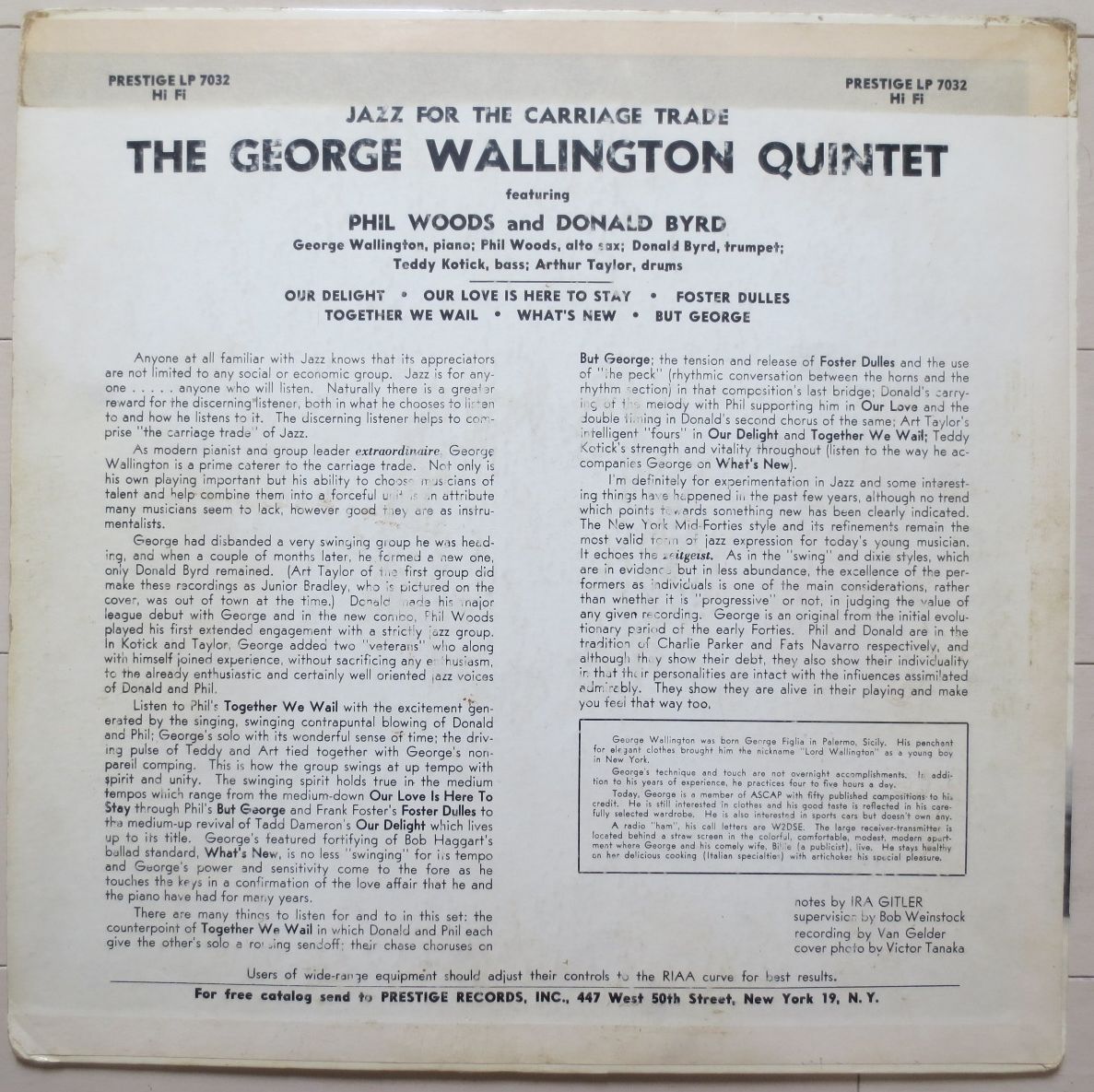 George Wallington Quintet ‎– Jazz For The Carri...