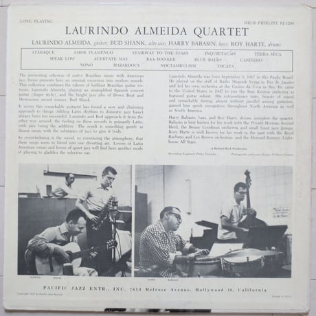Laurindo Almeida / Laurindo Almeida Quartet featuring Bud Shank（Pacific Jazz Records ‎ PJ-1204）mono
