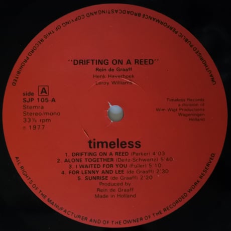 Rein De Graaff  ‎– Drifting On A Reed（Timeless Records ‎– SJP 105）stereo