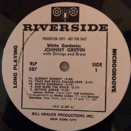 Johnny Griffin ‎– White Gardenia（Riverside Records ‎– RLP 387）mono