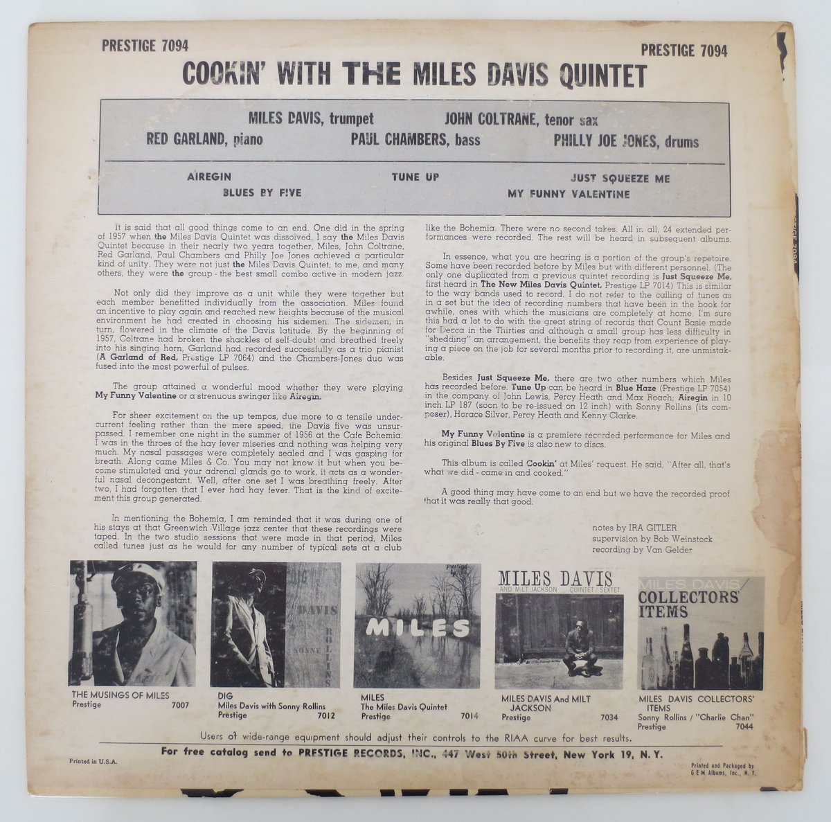 The Miles Davis Quintet ‎– Cookin' With The Mil