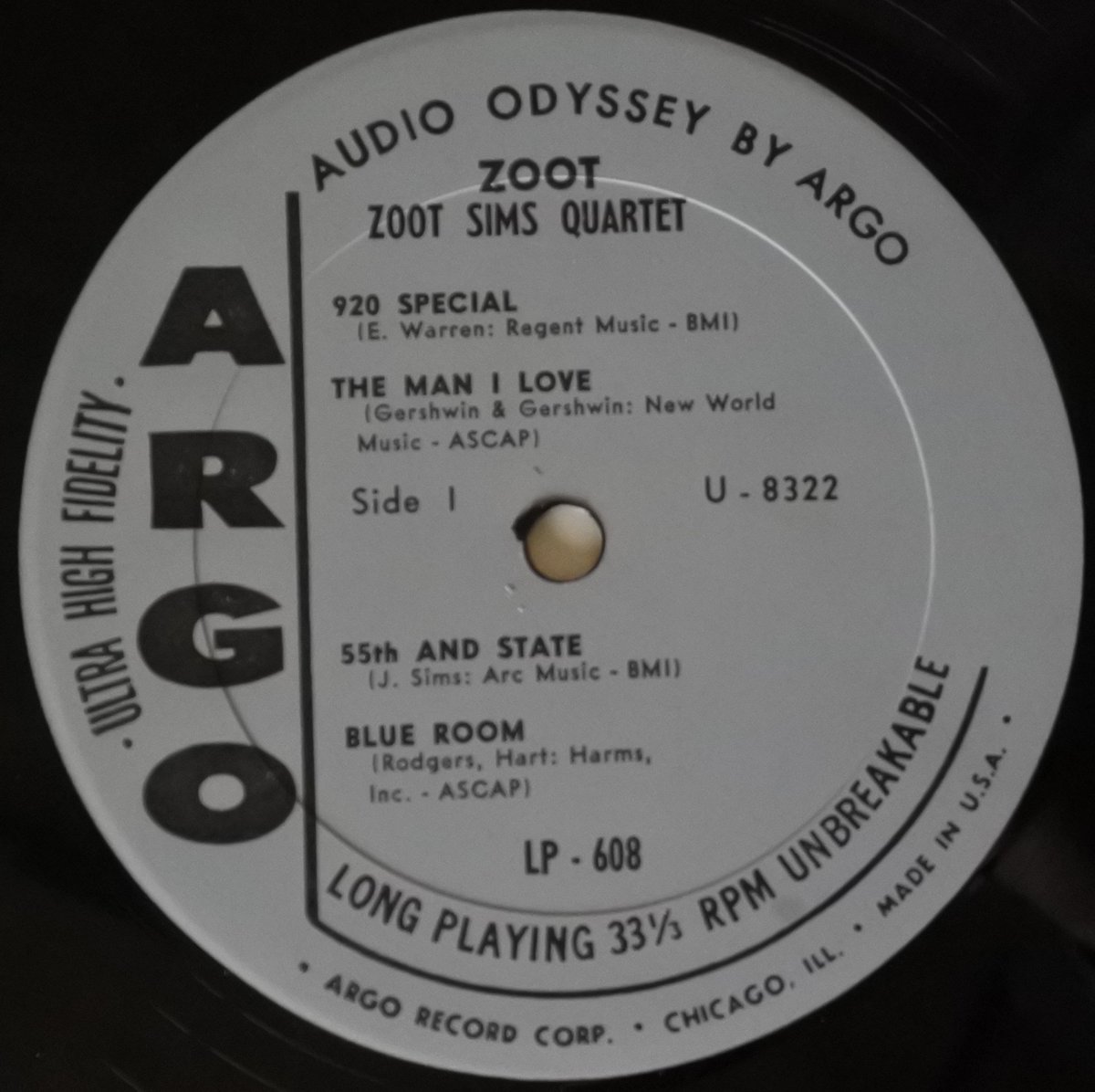 Zoot Sims Quartet ‎– Zoot （Argo – LP 608）mono