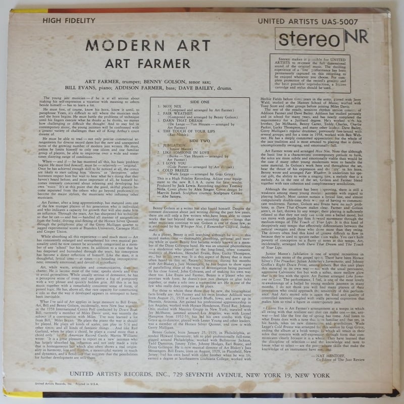 Art Farmer ‎– Modern Art （United Artists Recor