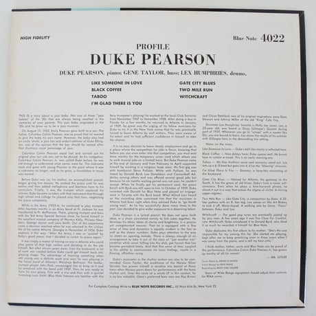 Duke Pearson ‎– Profile（Blue Note ‎– BLP 4022）mono
