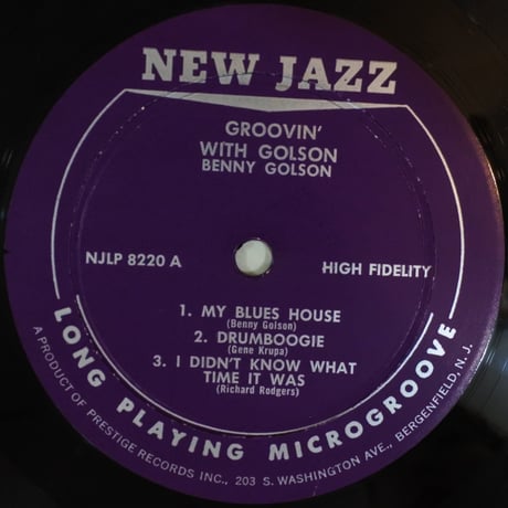 Benny Golson  ‎– Groovin' With Golson （New Jazz ‎– NJLP 8220 ）mono