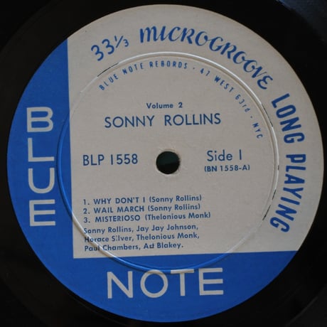 Sonny Rollins  ‎– Sonny Rollins Vol. 2  ( Blue Note ‎– BLP 1558) mono
