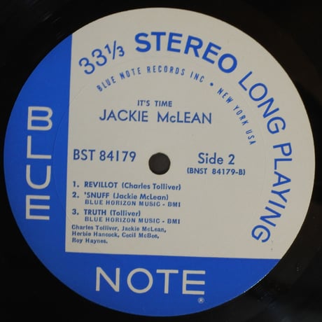 Jackie McLean  ‎– It's Time! （Blue Note ‎– BST 84179）stereo