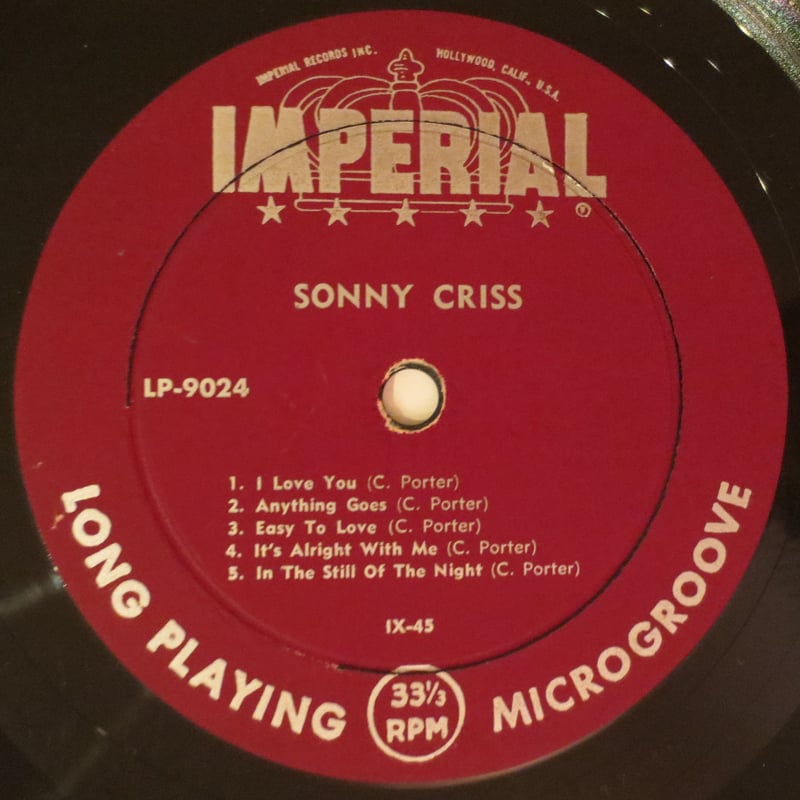 Sonny Criss ‎– Sonny Criss Plays Cole Porter（Im