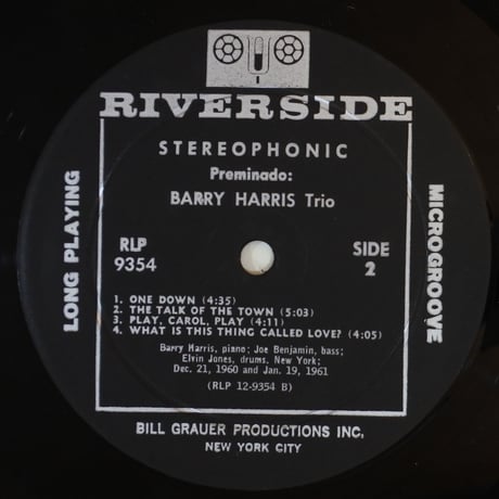Barry Harris Trio  ‎– Preminado （Riverside Records ‎– RLP 9354 ）stereo