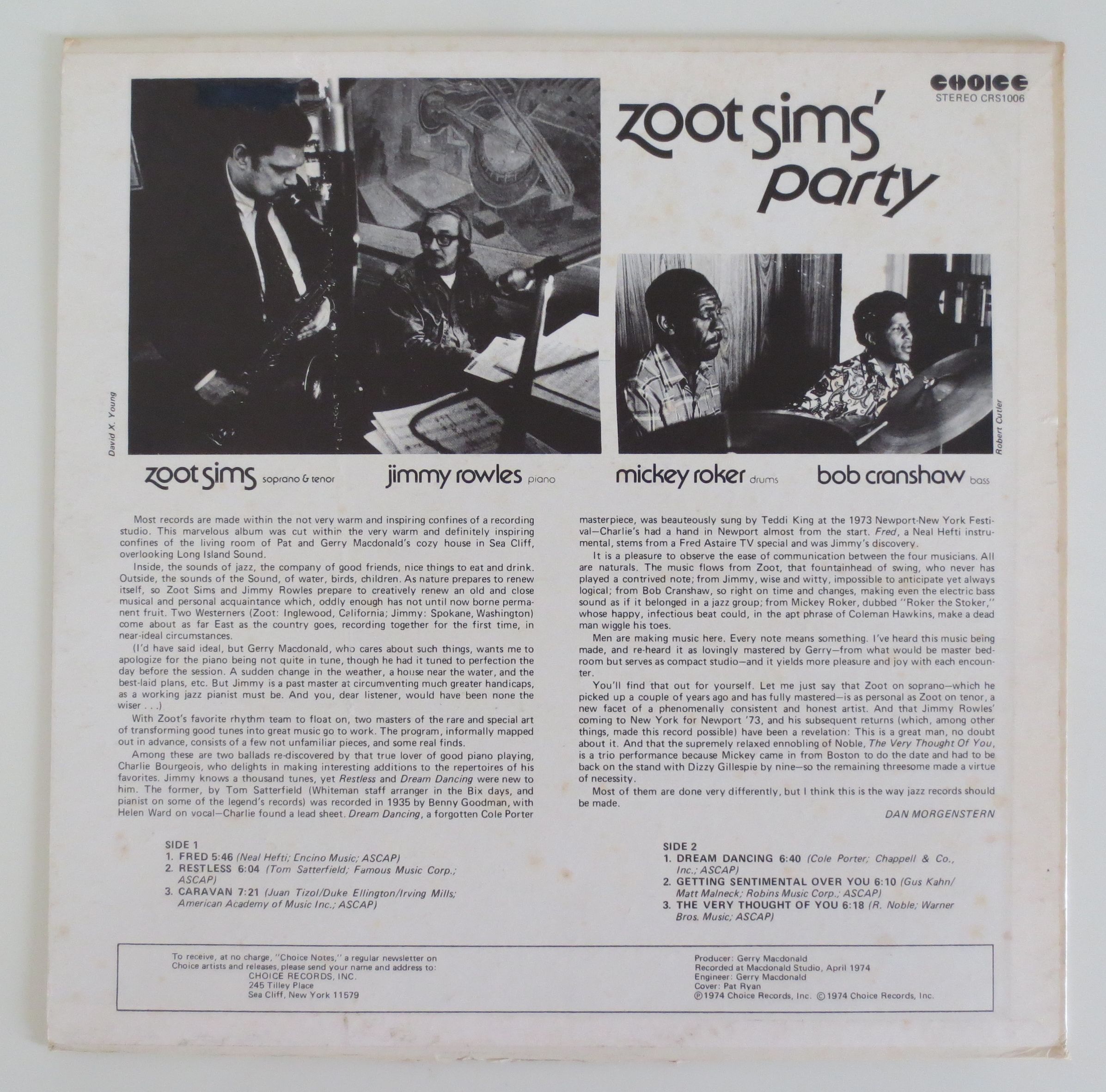 Zoot Sims ‎– Zoot Sims' Party（Choice Records ‎–