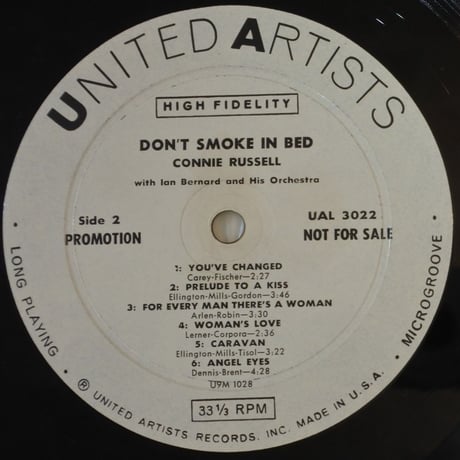 Connie Russell  ‎– Don't Smoke In Bed （United Artists Records ‎– UAL 3022）mono