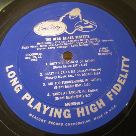 The Herb Geller Sextette ‎– The Herb Geller Sextette（EmArcy ‎– MG 36040）mono