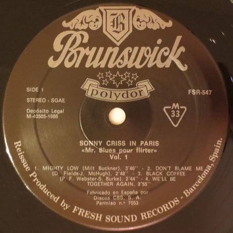 Sonny Criss - Sonny Criss in Paris (Fresh Sound Records/FSR BOX-2) stereo ボックス入りLP2枚組