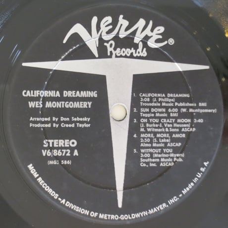 Wes Montgomery ‎– California Dreaming（Verve Records ‎– V6-8672）stereo