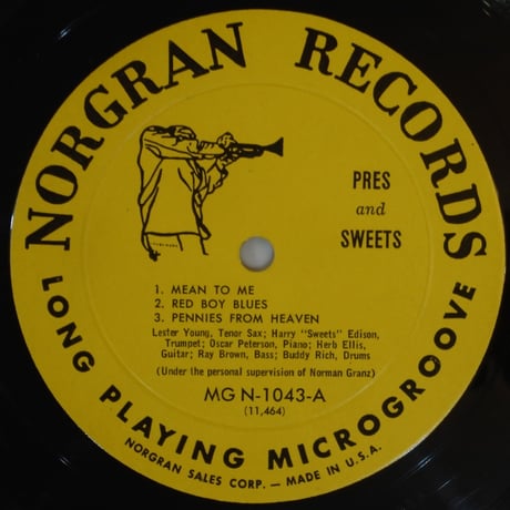 Lester Young,  Harry Edison  ‎– Pres & Sweets（Norgran Records ‎– MG N-1043）mono