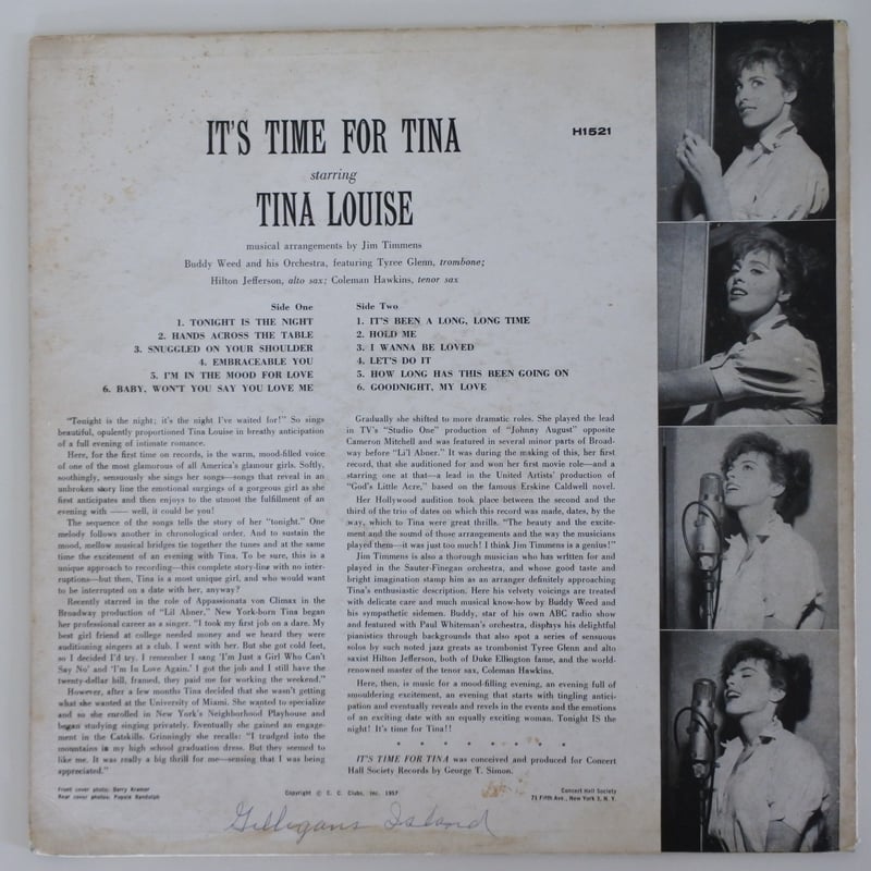 【USオリジナル盤】Tina Louise It's Time For Tina Tina Louise – It's Time For Tina – Vinyl (Deep groove , LP, Album