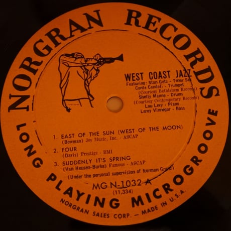 Stan Getz‎– West Coast Jazz ( Norgran Records ‎– MG N-1032 ) mono