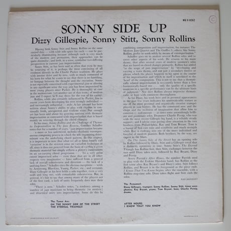 Dizzy Gillespie / Sonny Stitt / Sonny Rollins ‎– Sonny Side Up（Verve Records ‎– MG V-8262）mono