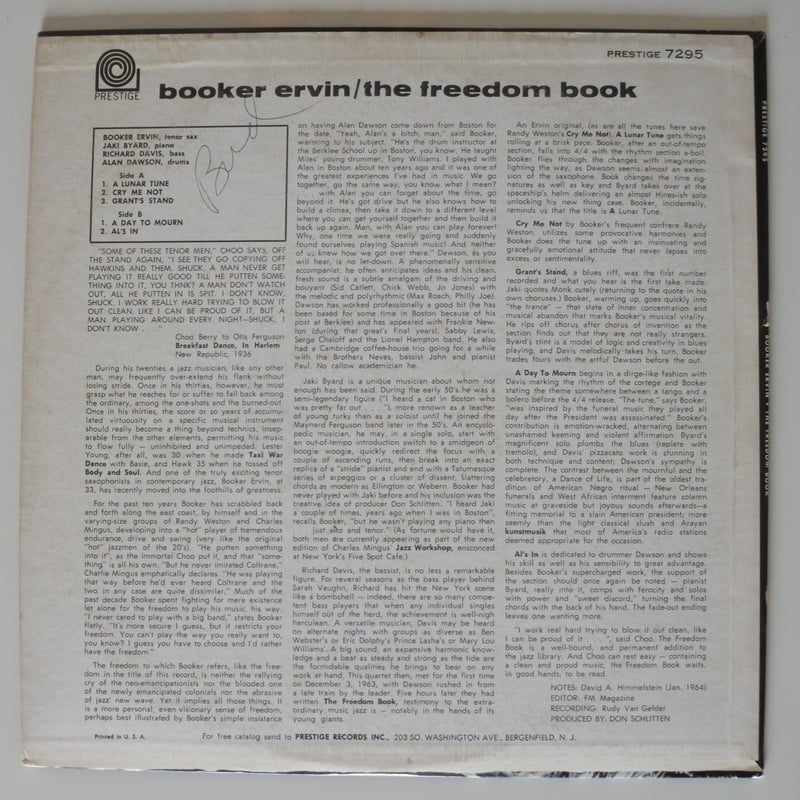 Booker Ervin ‎– The Freedom Book （Prestige ‎–