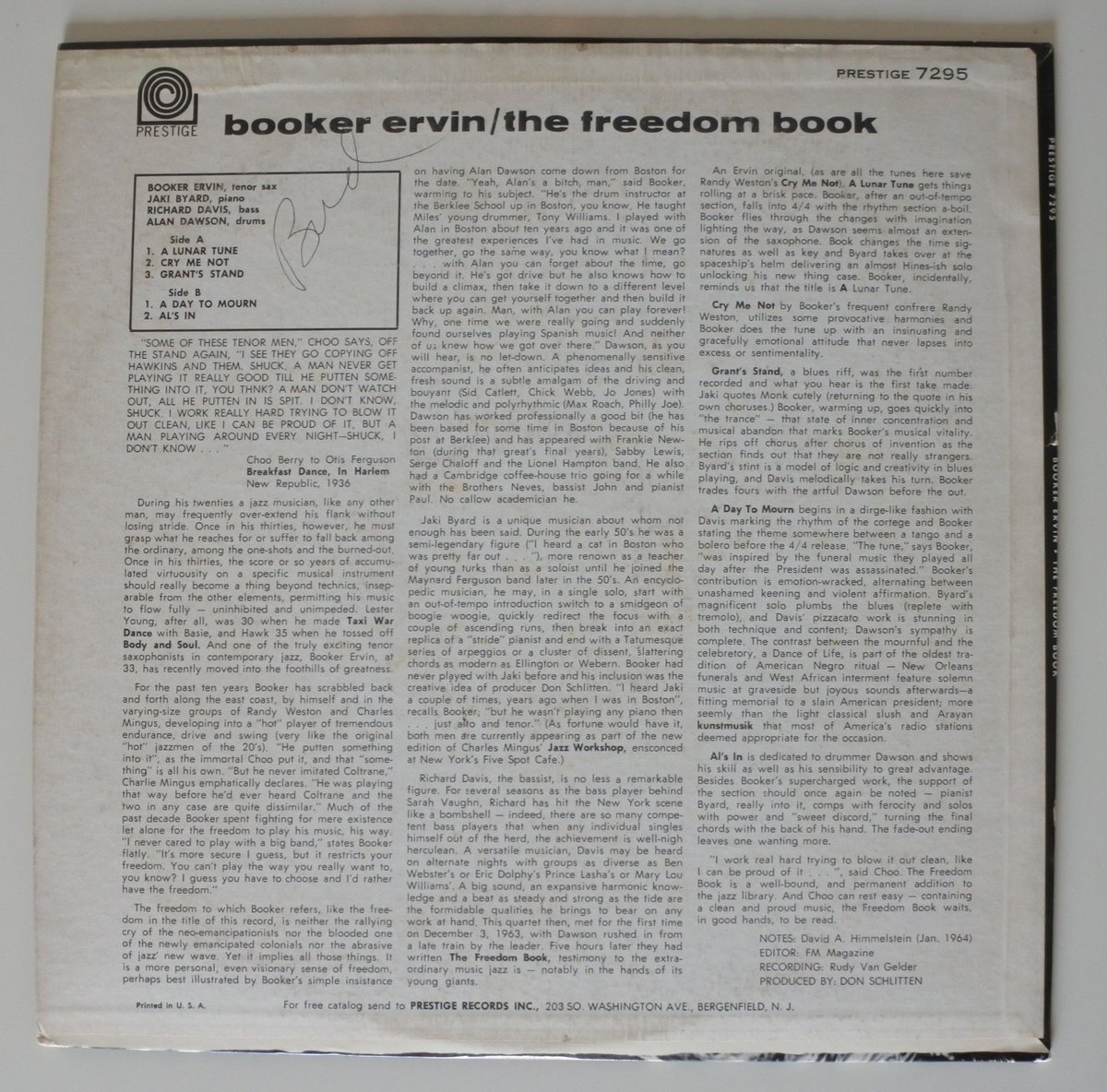 Booker Ervin ‎– The Freedom Book （Prestige ‎–
