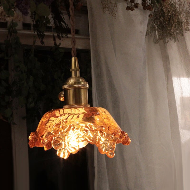 花と光のレリーフ」 シーリング/ダクトレール（天井用）ボウル 琥珀色