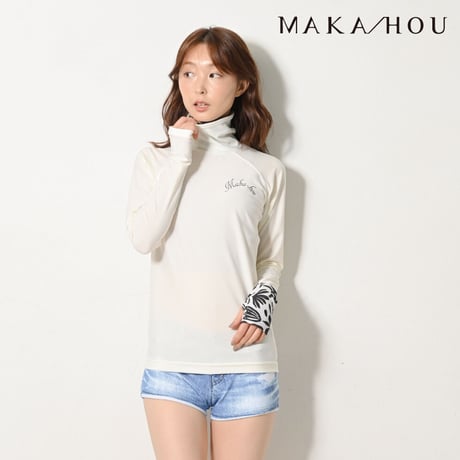 25SS/NEW 首元・手の甲まで日焼け対策ができる‼タートルネックラッシュガード　【15W07-32S】　MAKA-HOU/ Turtle neck